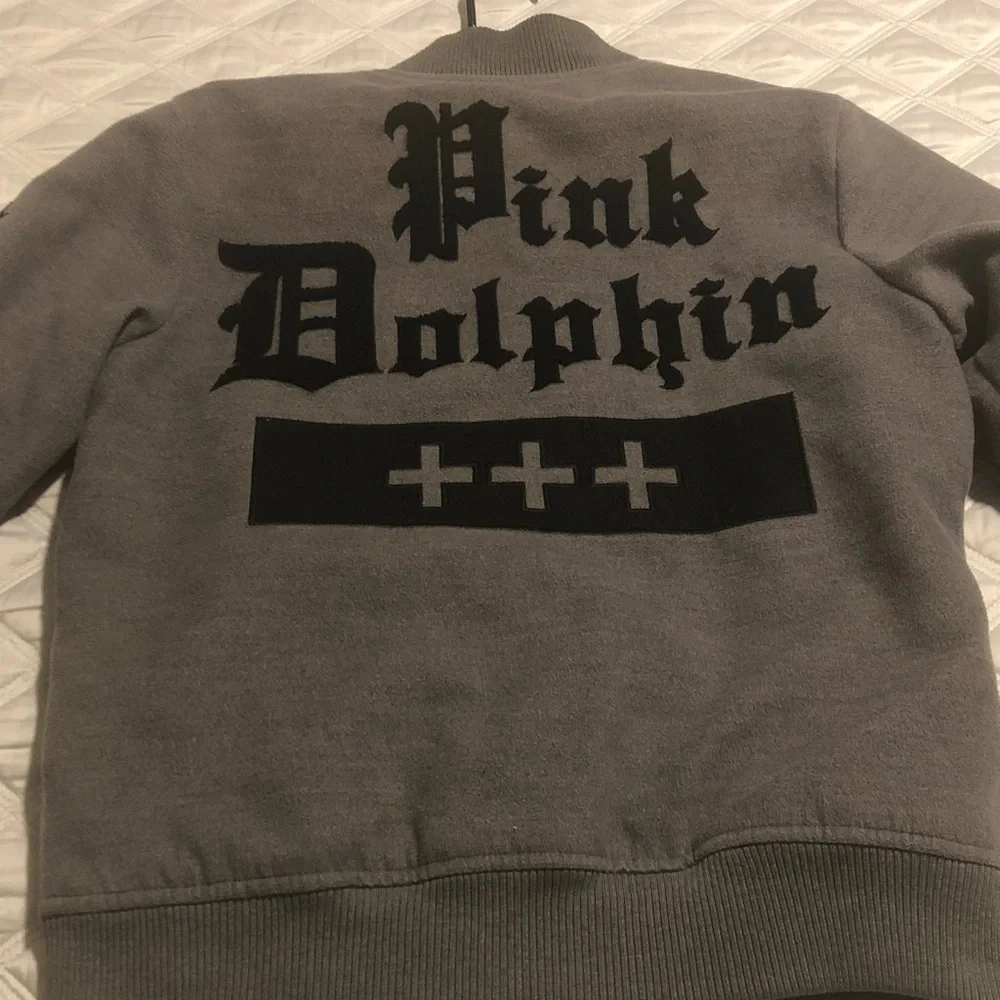 PINK DOLPHIN Unisex Adult Medium Varsity Jacket Gray & Black pls Read - Picture 7 of 7